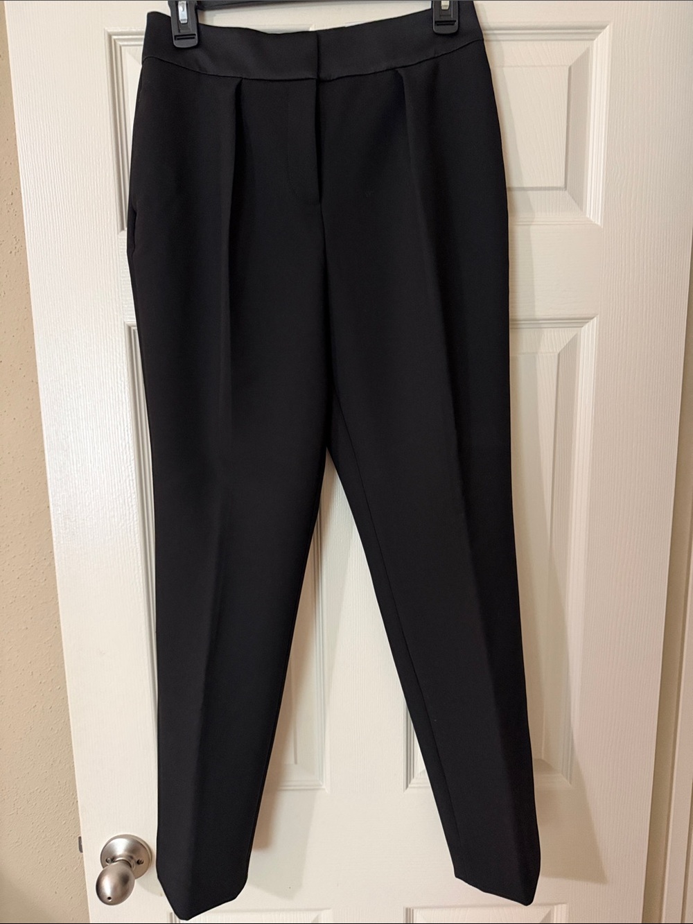 White House Black Market Black Pleated Tapered Dress Pants